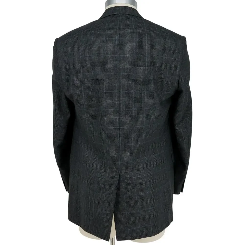 Lauren Ralph Lauren Sport Coat Mens 42L Dark Gray Glen Plaid Jacket Career
